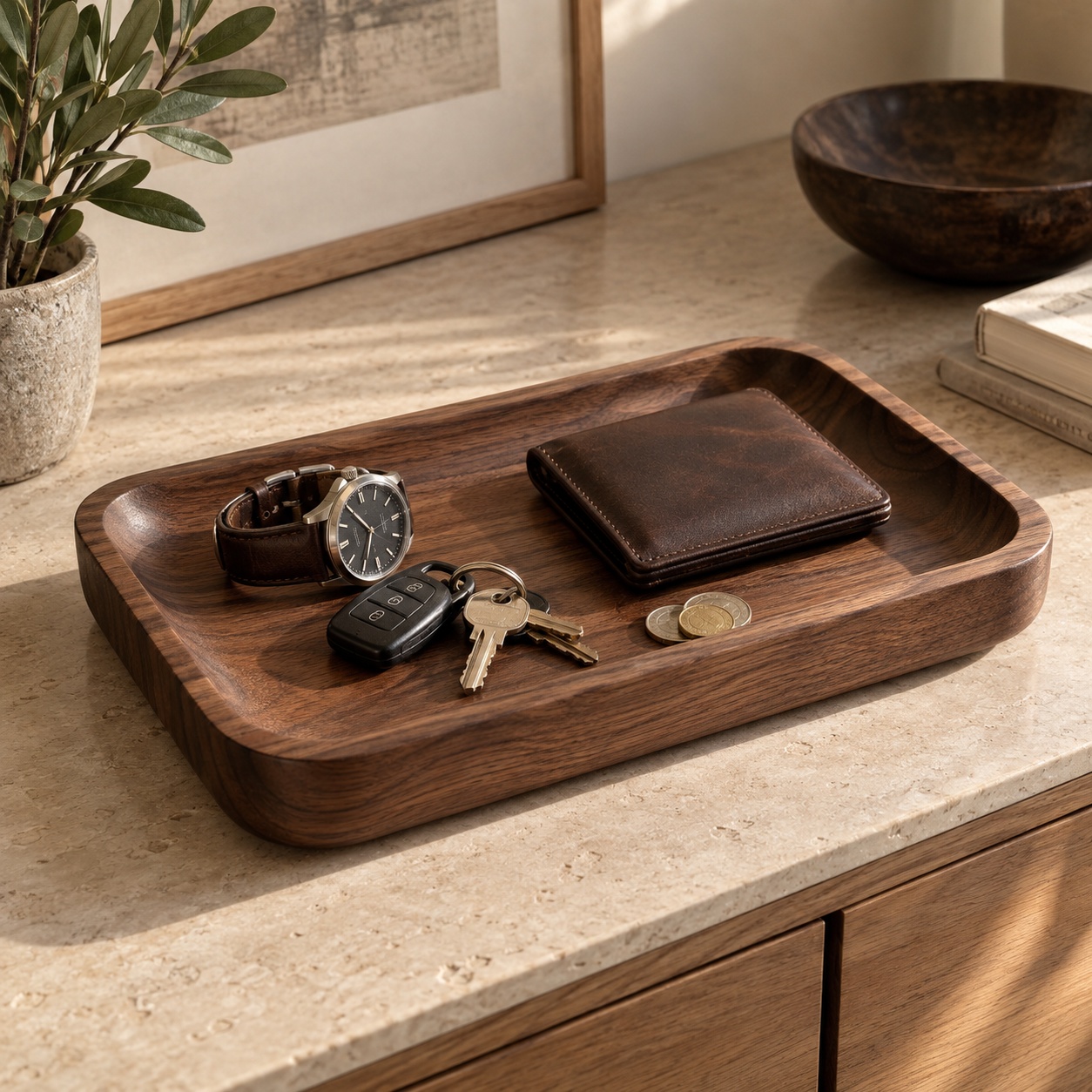 ZAREEI Walnut Valet Tray